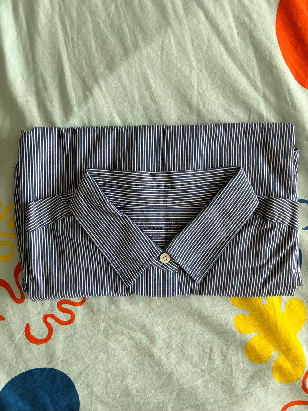 MUJI Blue & White Striped Long Sleeve Button-Up Shirt